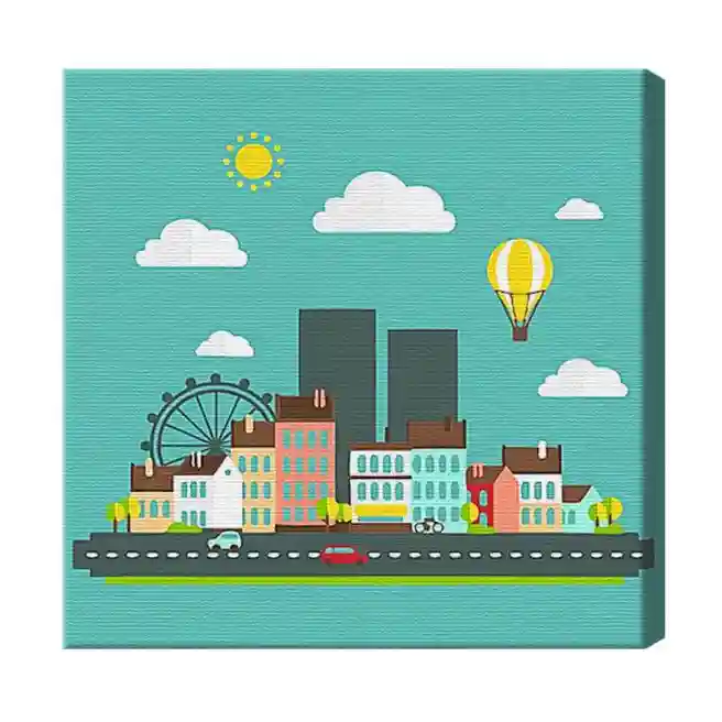 Город 20x20 см, картина по номерам