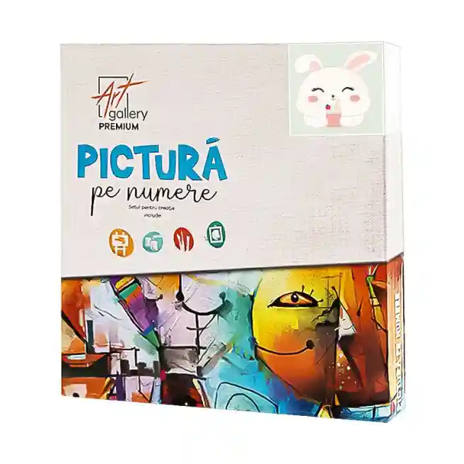 Iepuraș fericit 20x20 cm, pictură pe numere