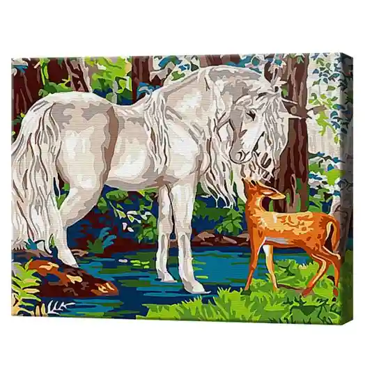 Unicorn și cerb 20x30 cm, pictură pe numere