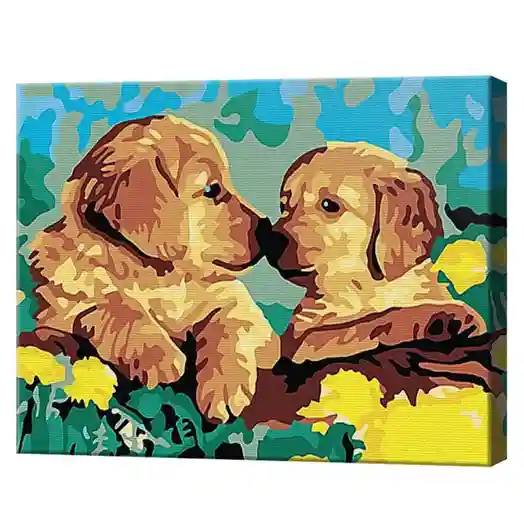 Два щенка 20x30 см, картина по номерам