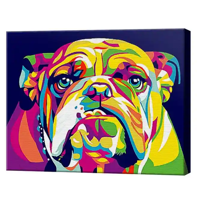 Радужный бульдог 20x30 см, картина по номерам