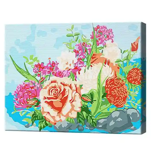 Разные цветы 20x30 см, картина по номерам