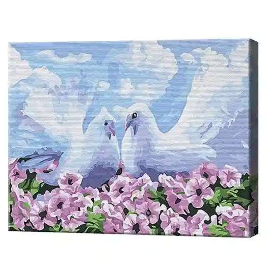 Cuplu de hulubași 20x30cm, pictură pe numere