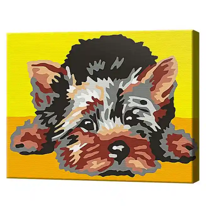 Щенок йорка 20x30 см, картина по номерам