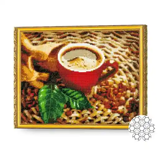 Кофе и листики, 40x50 см, алмазная мозаика