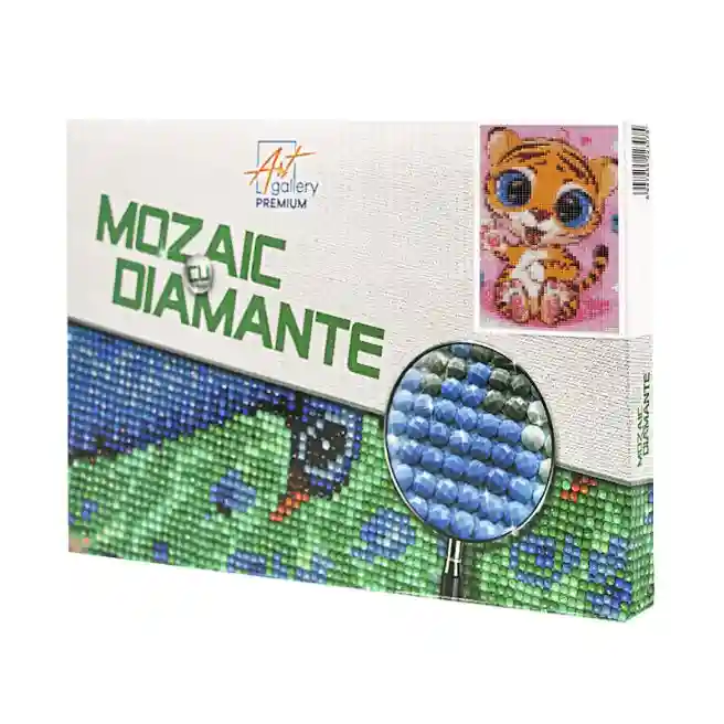 Tigru vesel, 20x30 cm, mozaic cu diamante