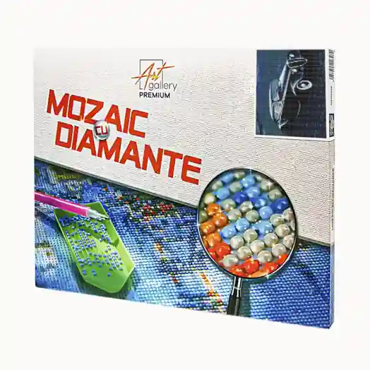 Automobil retro elegant, 30x40 cm, mozaic cu diamante