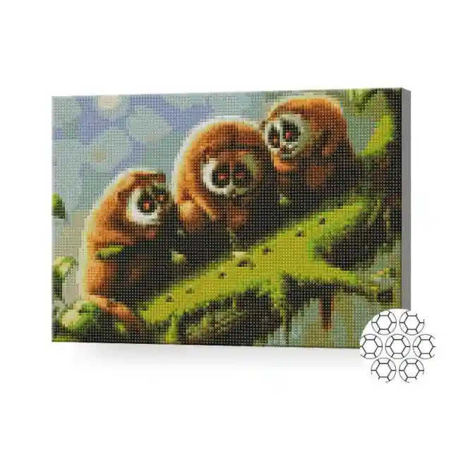 Lemuri drăguți, 30x40 cm, mozaic cu diamante