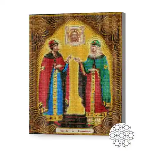 Икона Петра и Февронии, 30x40 см, алмазная мозаика