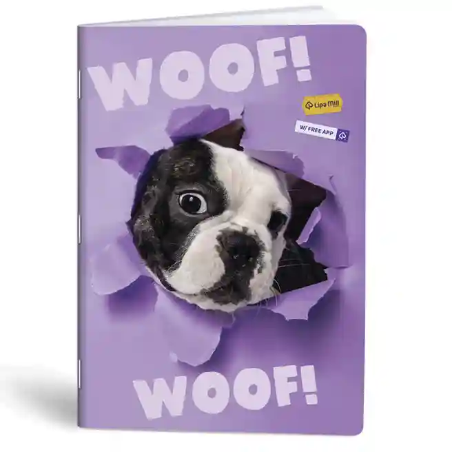 Caiet A4 40 foi pătrățele Mar Mar WOOF assorti