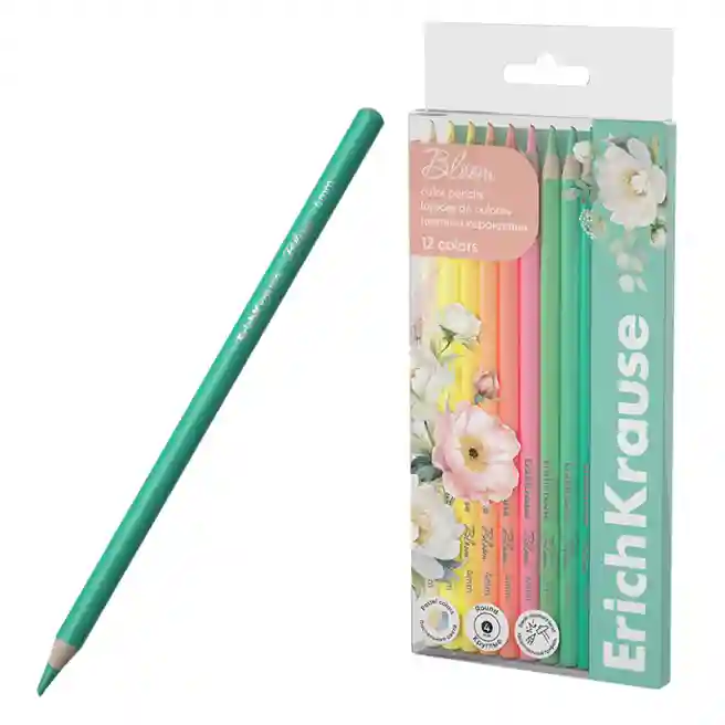 Creioane colorate ErichKrause Pastel Bloom 12 culori