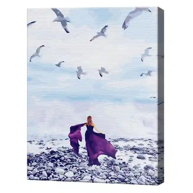 Яркая девушка и чайки, 40x50 см, картина по номерам