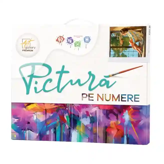 Necunoscută pe pervaz, 40x50 cm, pictură pe numere