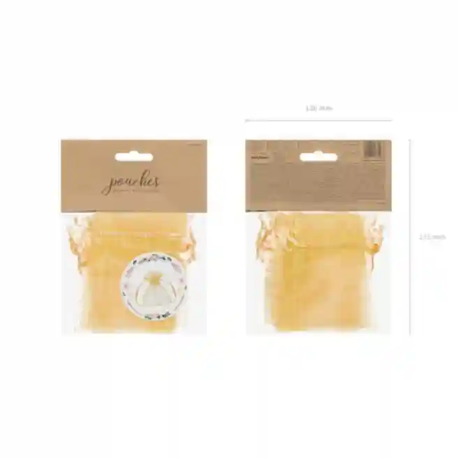 Set săculețe din organza, 10 cm, 10 bucăți, culoarea Aurie