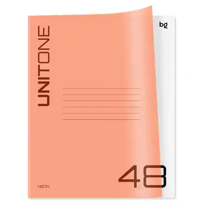 Тетрадь 48 листов клетка BG "UniTone. Neon", пластиковая обложка, неон оранжевый