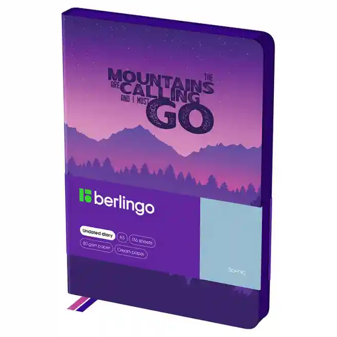 Agendă nedatată, A5, 136 foi Berlingo PU "Scenic", margine violet