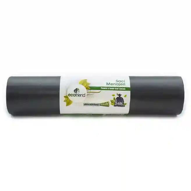 Pungi pentru gunoi EcoFriend (240L/10 buc, 28 mkm negru)