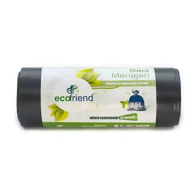 Pungi pentru gunoi EcoFriend (35 L/15 buc 25 mkm negru)