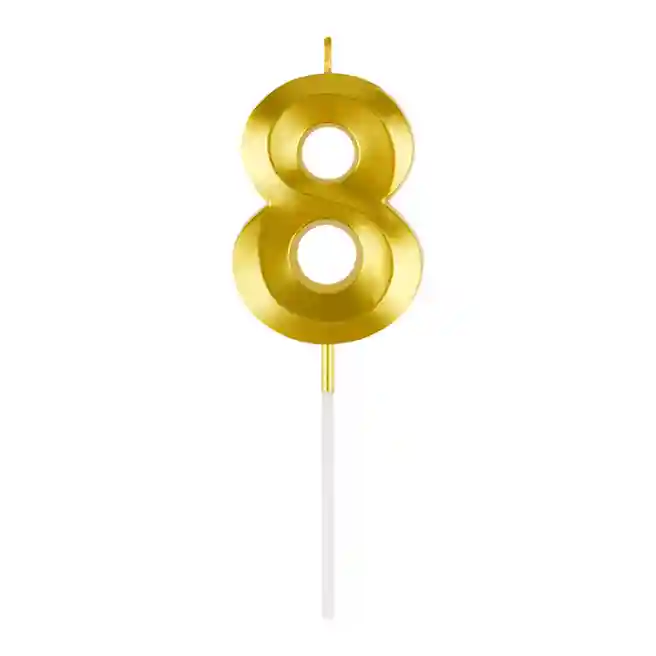 Lumânare pentru tort cu suport MESHU "Cifra 8", 7 cm, aurie
