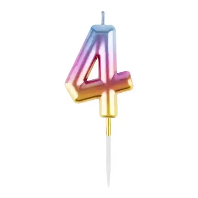 Lumânare pentru tort cu suport MESHU "Cifra 4", 6 cm, gradient