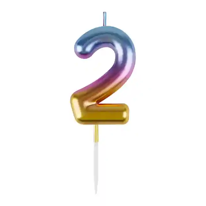 Lumânare pentru tort cu suport MESHU "Cifra 2", 6 cm, gradient