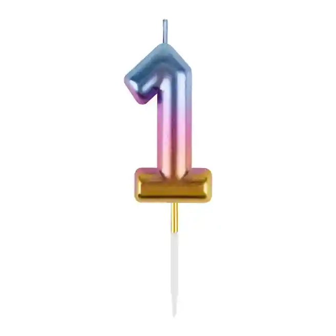 Lumânare pentru tort cu suport MESHU "Cifra 1", 6 cm, gradient