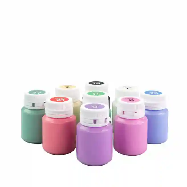 Set de vopsele acrilice pentru textile UNICORN, 9 culori, 20 ml, culori pastelate, ROSA TALENT