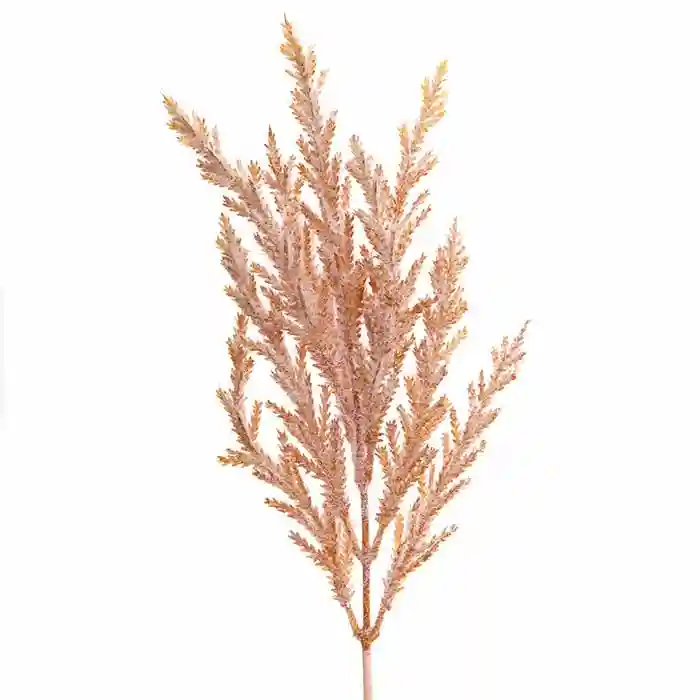 Ramură decorativă de iarbă de pampas, 32 cm, roz pudrat și crem