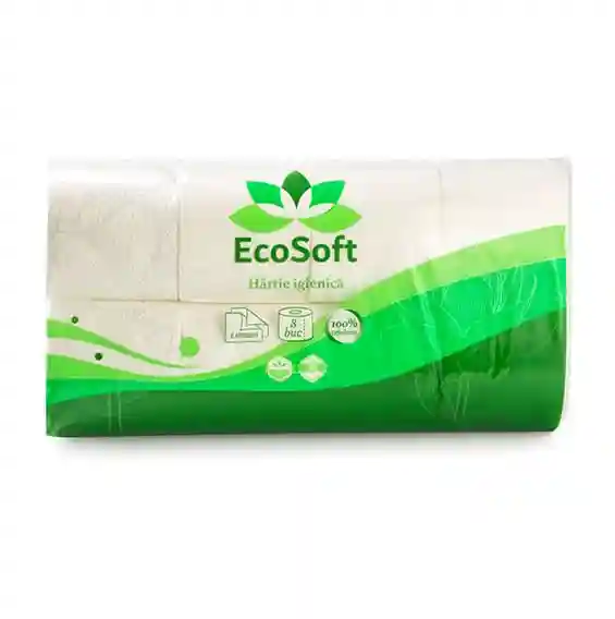Hîrtie igienică EcoSoft 8 role, 2 straturi