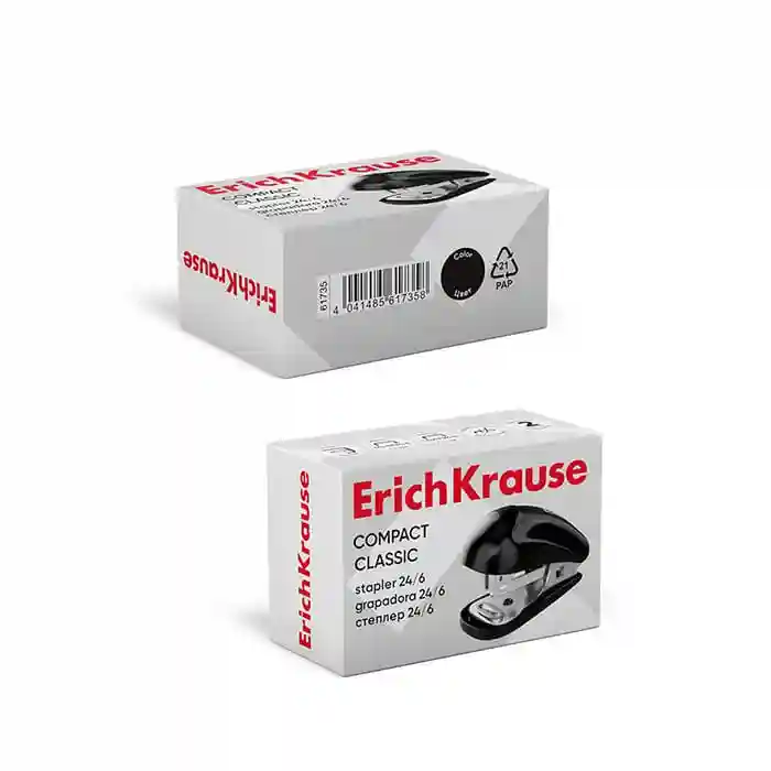 Степлер ErichKrause пластик №24/6-26/6, 20 л. Compact MINI черный