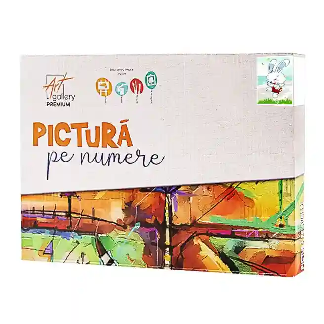 Iepuraș alb vesel 20x30 cm, pictură pe numere