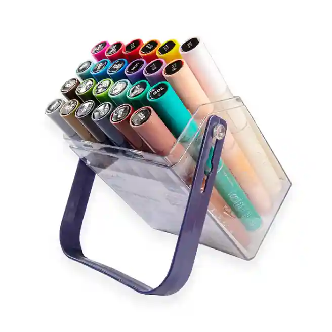 Set markere acrilice Signature, vârf 3 mm, casetă din plastic, 24 bucăți