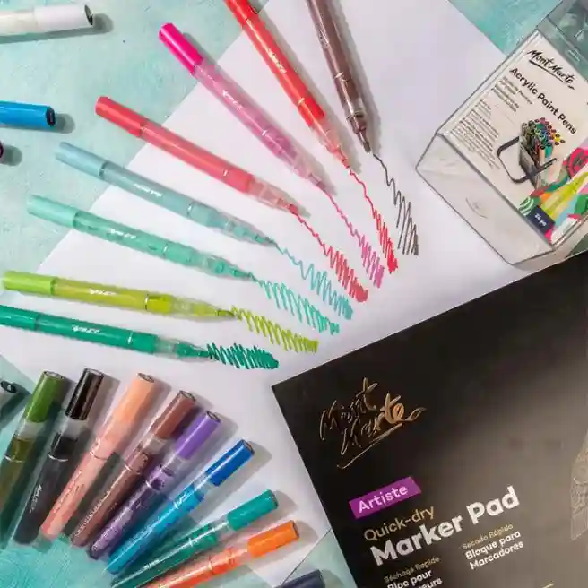 Set markere acrilice Signature, vârf 3 mm, casetă din plastic, 24 bucăți