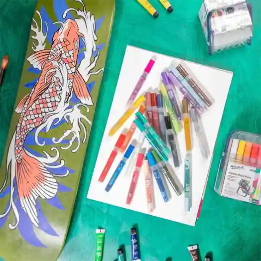 Set markere acrilice Signature, vârf 3 mm, casetă din plastic, 24 bucăți