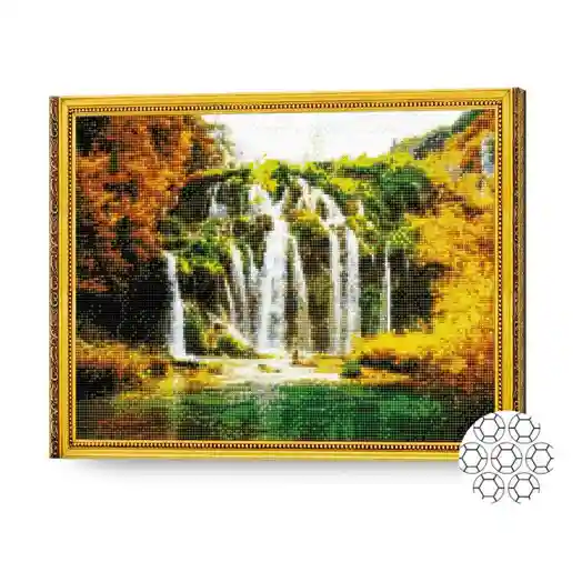 Cascadă tropică, 40x50 cm, mozaic cu diamante