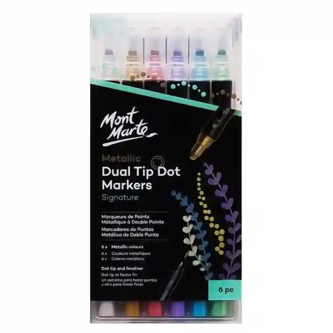 Set markere cu două capete Dot Metallic, 6 culori