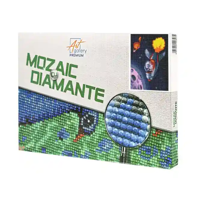 Cosmonaut în rachetă, 20x30 cm, mozaic cu diamante