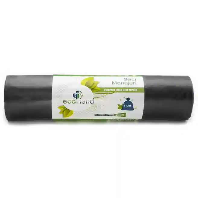 Pungi pentru gunoi EcoFriend (160L/10 buc, 25 mkm negru)
