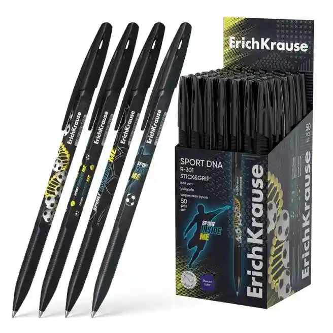 Pix cu bilă ErichKrause 0,7 mm, R-301 Sport DNA Stick&Grip, albastru