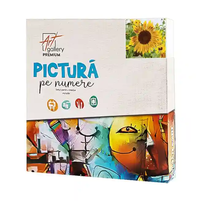 Floarea soarelui 20x20 cm, pictură pe numere