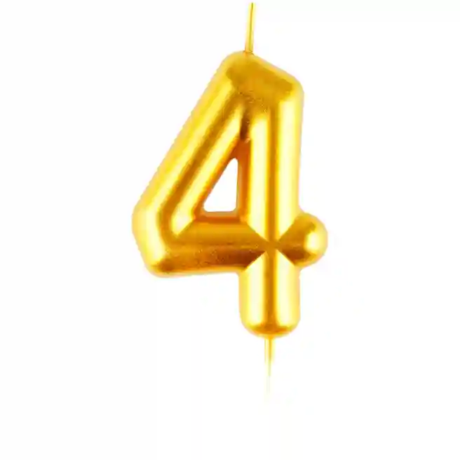 Lumânare pentru tort MESHU Cifra 4, 6 cm, aurie