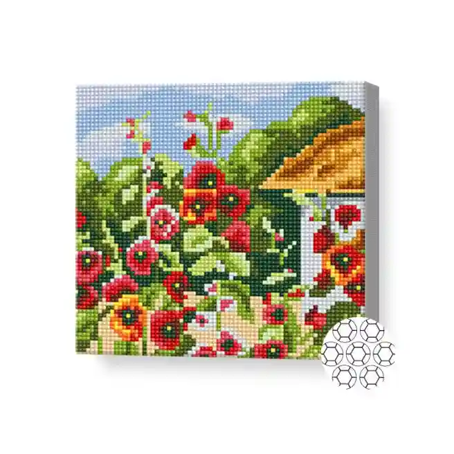 Цветущий куст, 20x20 см, алмазная мозаика