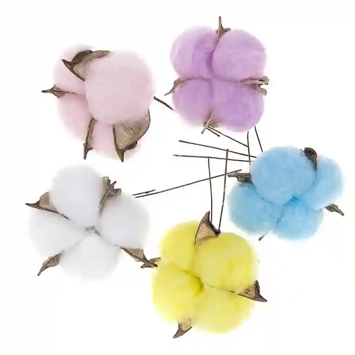 Flori de bumbac, 5 buc., culori pastel