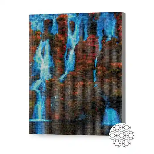 Cascadă albastră, 30x40 cm, mozaic cu diamante