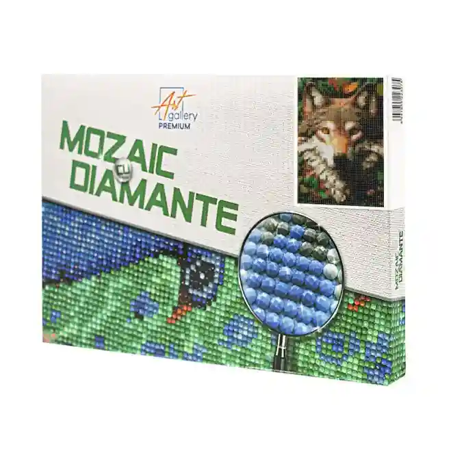 Lup prietenos, 20x30 cm, mozaic cu diamante