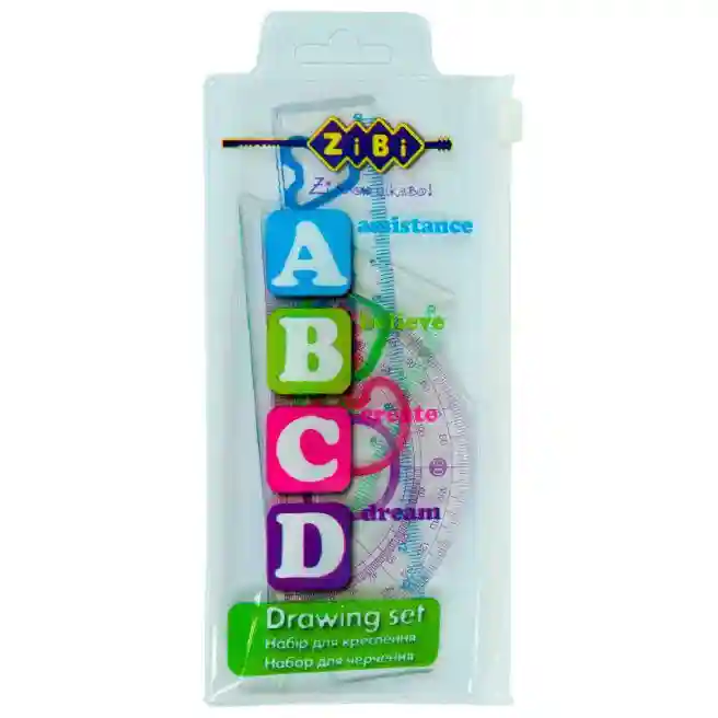 Комплект Zi-Bi "ABCD": лин 15см, 2 уг, транспортир