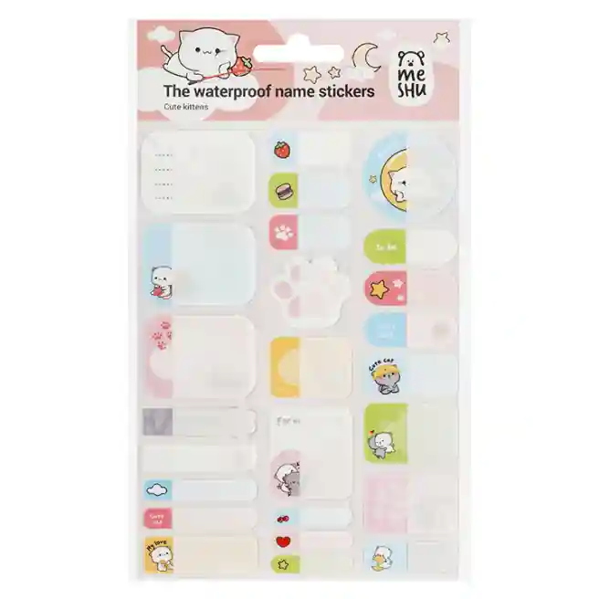 Наклейки бумажные для маркировки MESHU "Cute kittens", 11,5х20 см