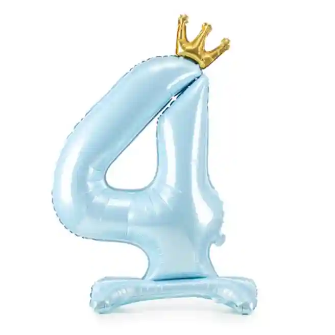 Balon Folie cu Stativ cifra „4”, 84 cm, albastru deschis