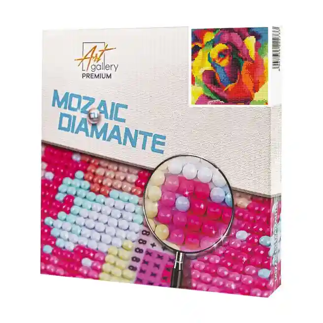 Trandafir curcubeu, 20x20 cm, mozaic cu diamante