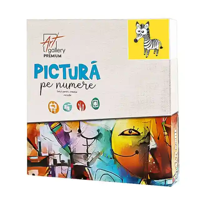 Zebră cu ochi mari 20x20 cm, pictură pe numere